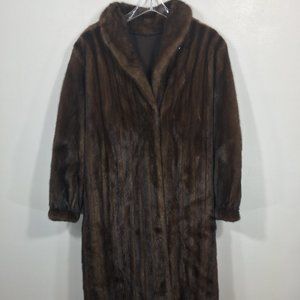 Classic MINK fur coat dark brown Women's Large jacket 528